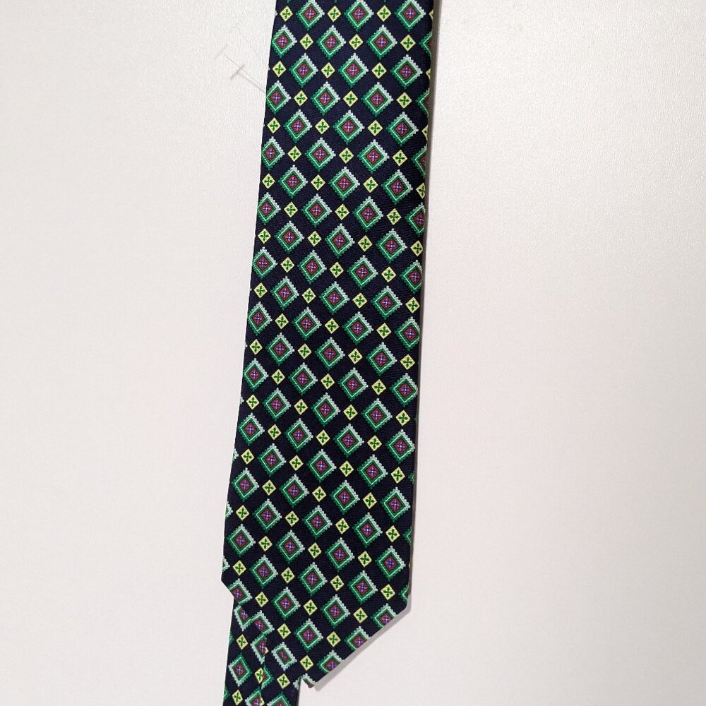 *3/$10* Cape Cod Neckwear Geometric Pattern Navy Blue Green